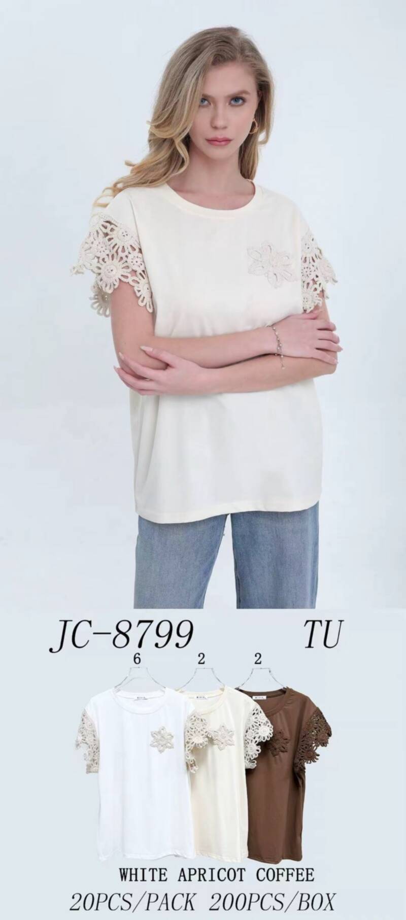 Bluzki damskie Roz Standard, Mix Kolor Paczka 8 szt